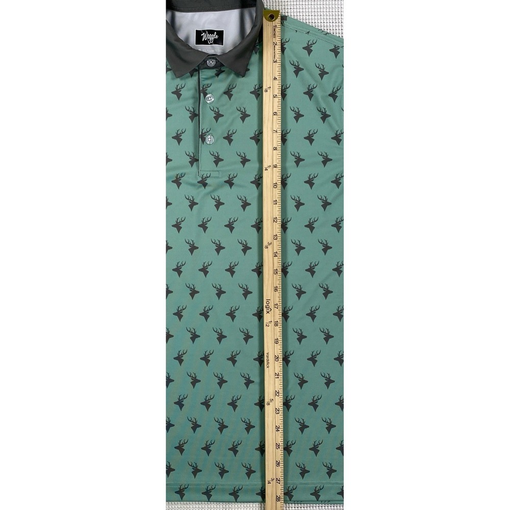 Waggle Performance Golf Polo Shirt Men's Medium Green Stag AOP - Picture 3 of 5